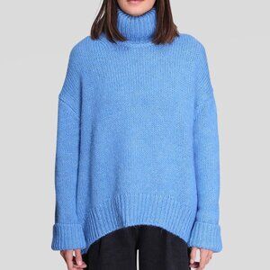 Samsoe Samsoe Mollie Wool Alpaca Turtleneck Chunky Sweater Lichen Blue